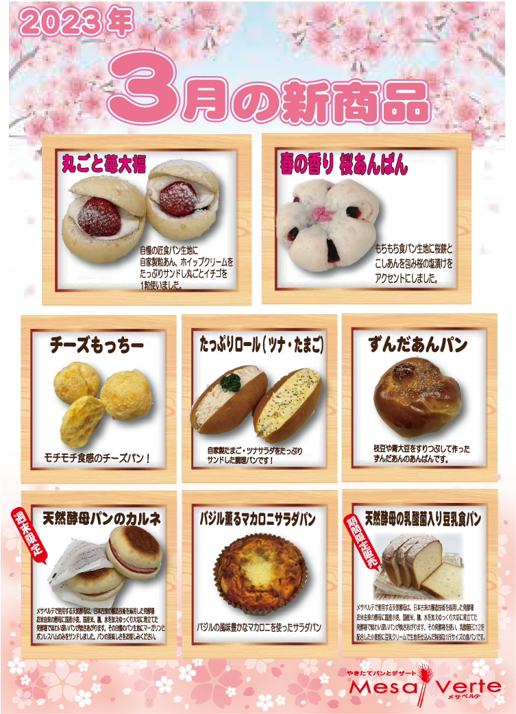 3月の新商品のお知らせ - メサベルテ Mesa Verte